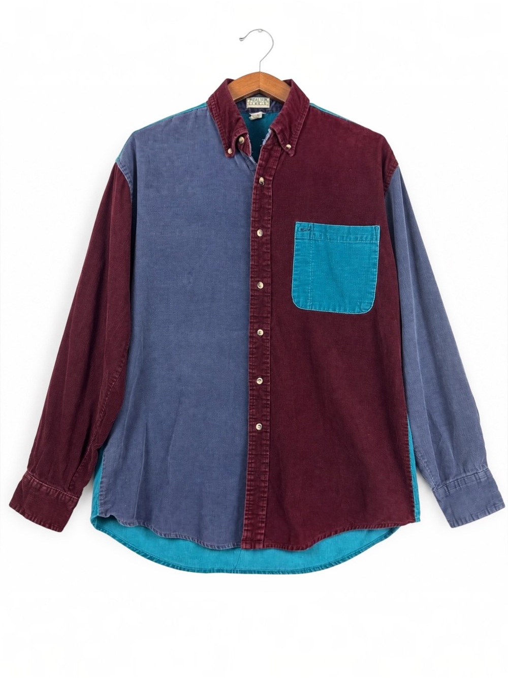 Vintage 90s Ash Creek Trading Corduroy Colorblock Shirt Men’s M